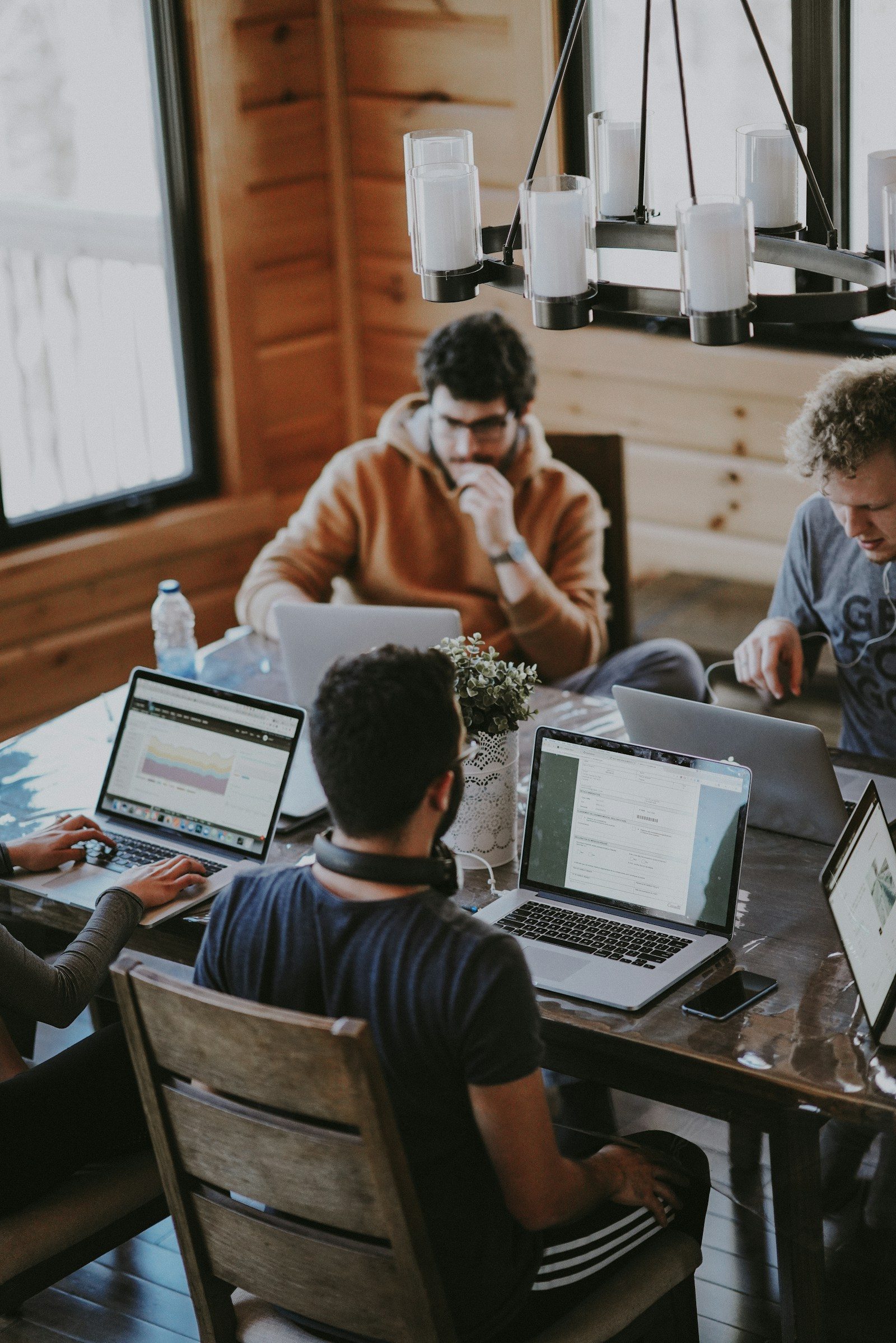 Team working together in a modern office environment