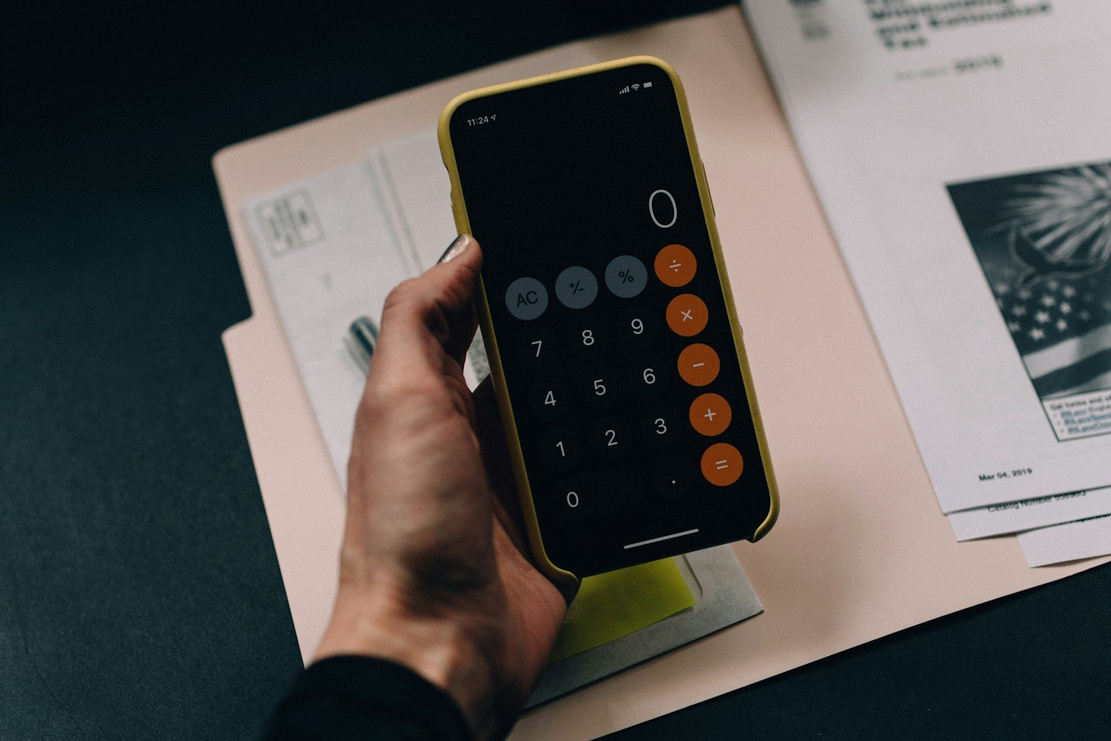 Investor reviewing financial documents