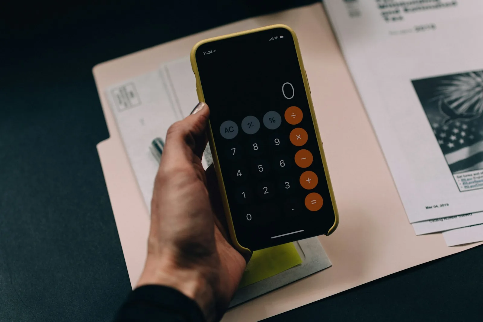 Investor reviewing financial documents